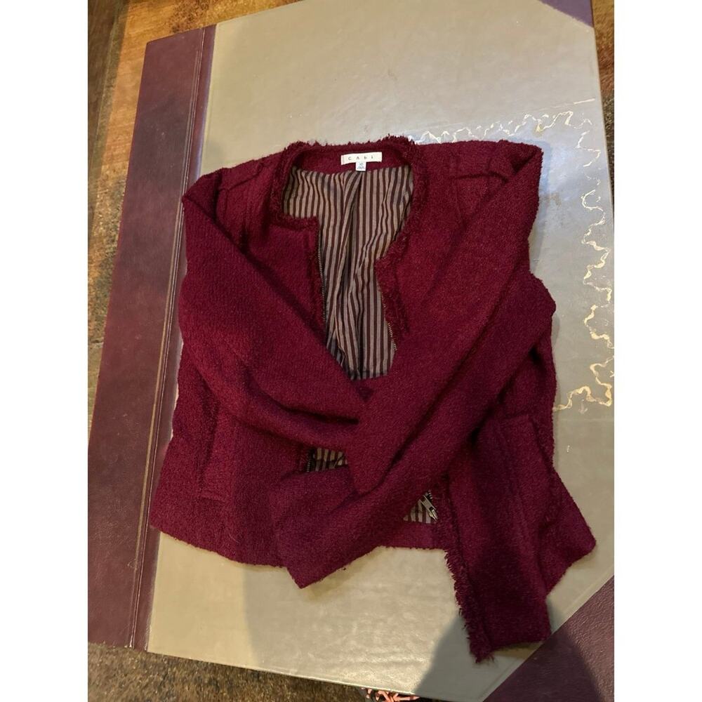 CABI Wine/Red/ Burgundy Wool Boucle Jacket‎